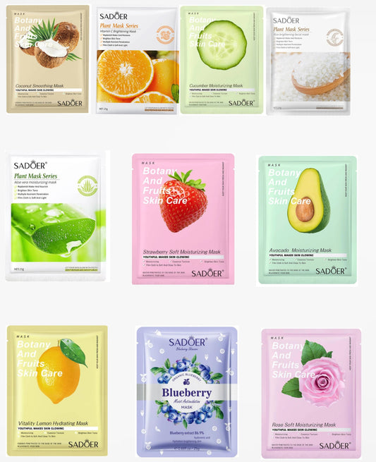 Pack of 5 Moisturizing & Brightening Face Sheet  Masks