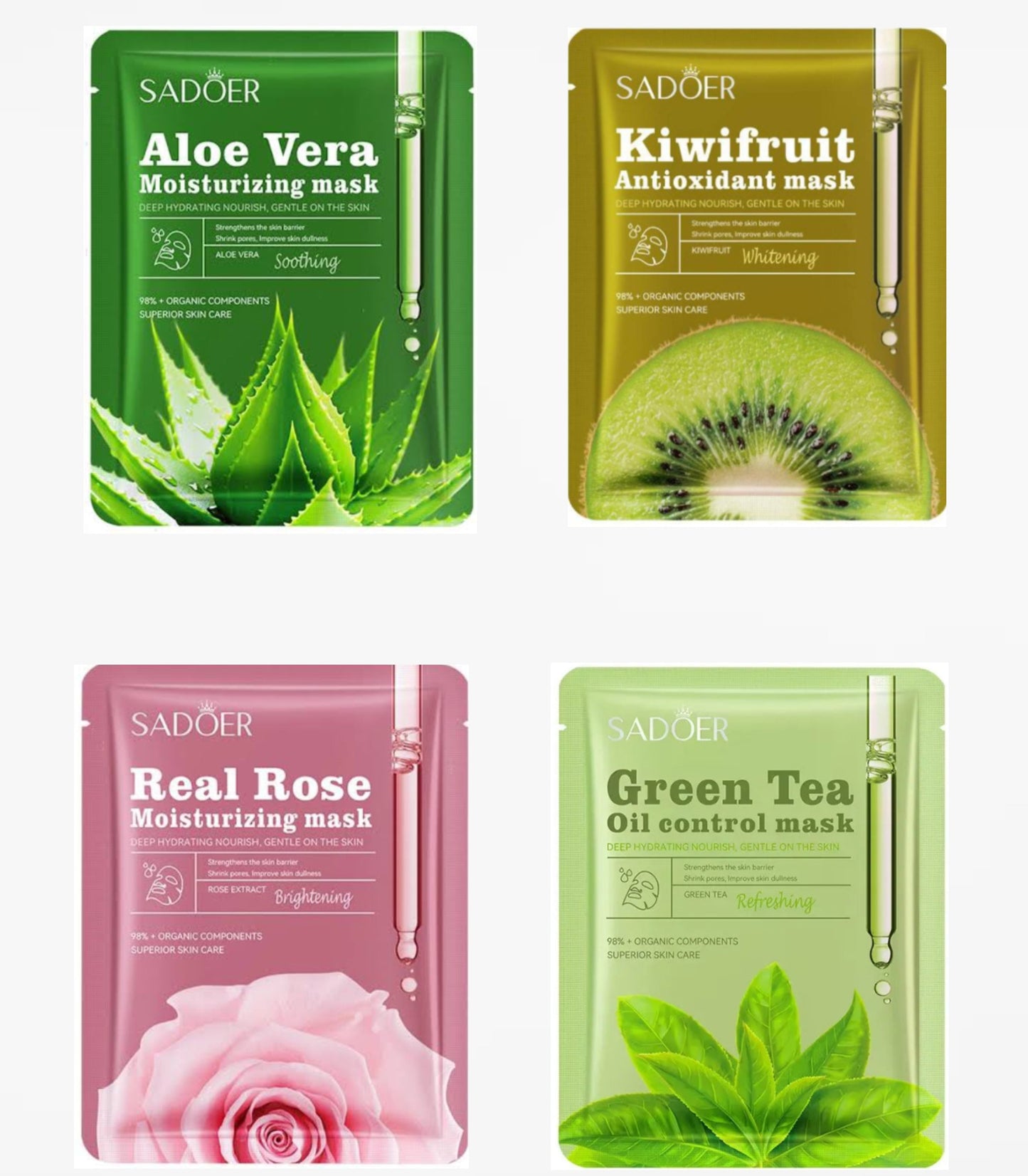 Pack of 5 Moisturizing & Brightening Face Sheet  Masks