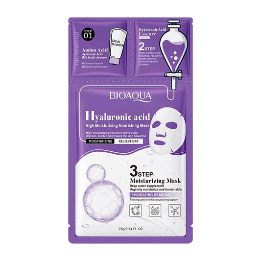 BIOAQUA 3 Steps Hyaluronic Acid High Moisturizing & Nourishing Facial Mask (25ml, 1 PC)