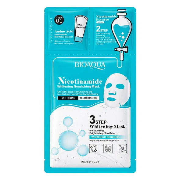 BIOAQUA 3 Steps Nicotinamide Whitening Nourishing Moisturizing Facial Mask (25ml, 1 PC)