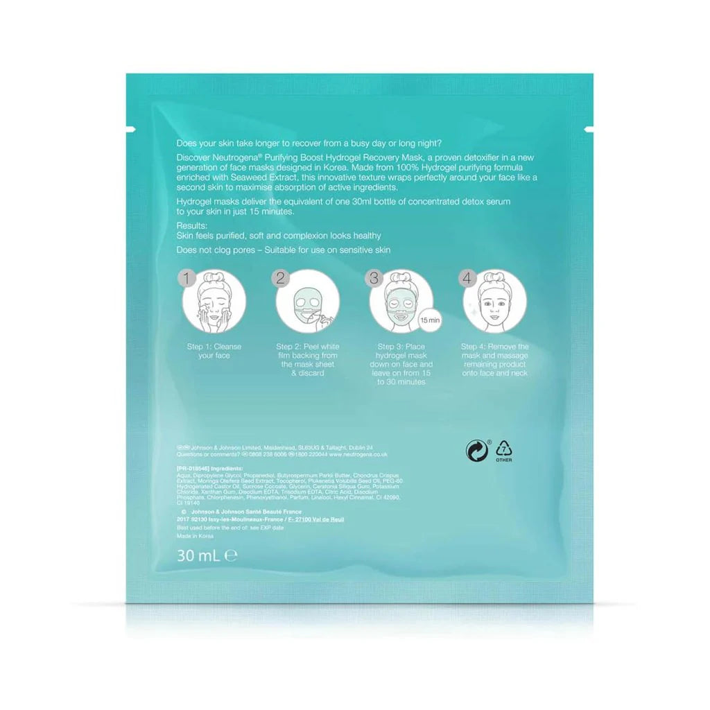 Neutrogena Purifying Boost The Detoxifier Hydrogel Recovery Mask (30ml, 1 PC)